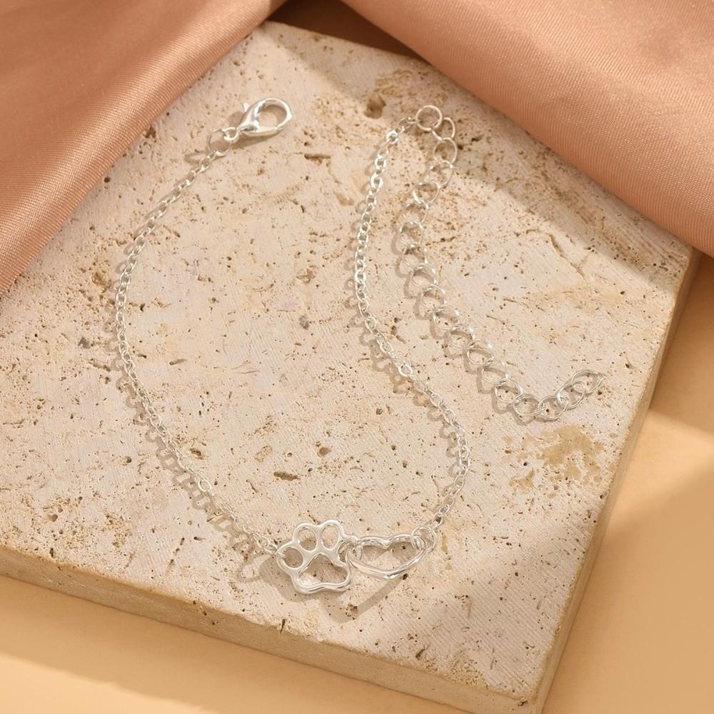 Thin Love Paw Bracelet Simple Dog Claw  Foot Chain Adjustable Love Dog Seal Bracelet  Friends