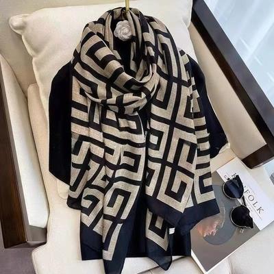 Autumn and Winter New Cotton and Linen Scarf Women's Warm Scarf Shawl Dual-purpose Silk Scarf High-end Versatile Fashion