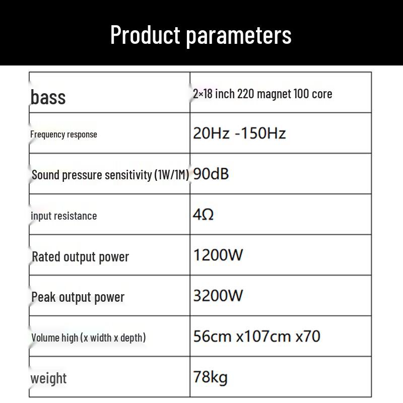 Heaven Mousse DB18 Dual 18-inch Passive Subwoofer CN Plug (adapter Included)