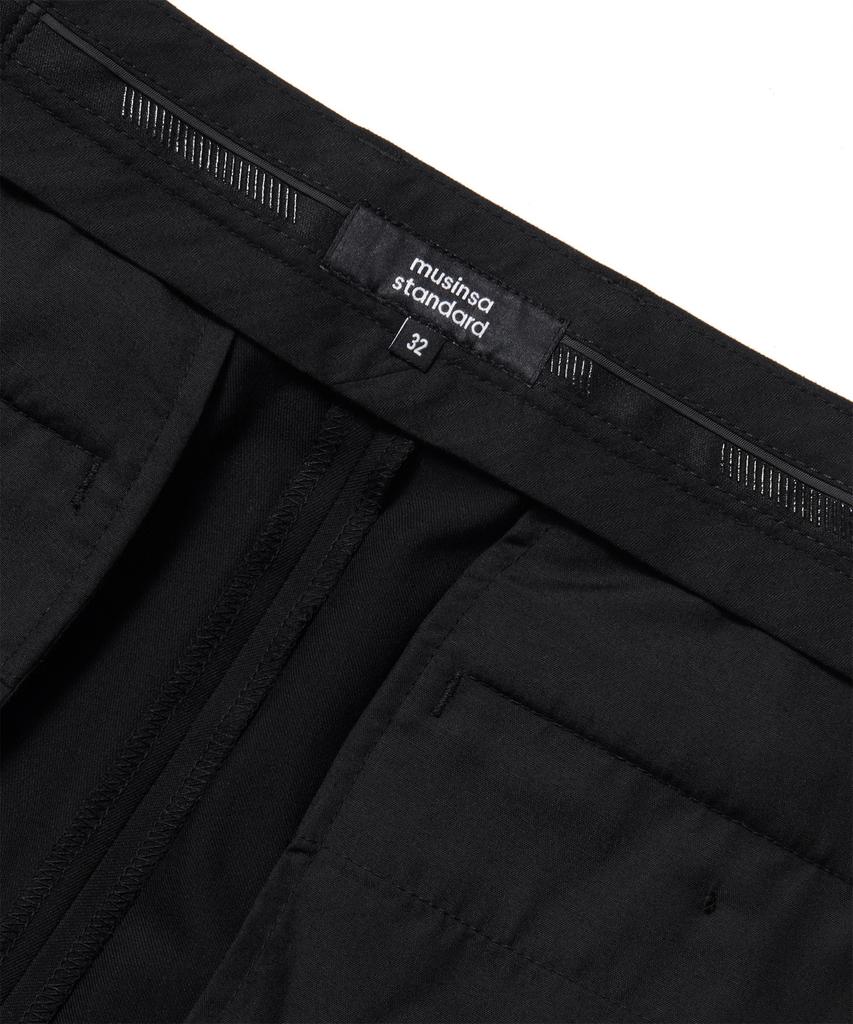 Musinsa Standard Tapered Turn-Up Hidden Banding Crop Slacks [Black]