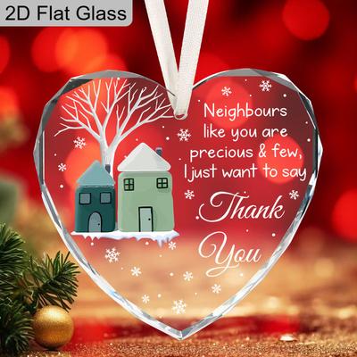 Glas-Herzförmiges Nachbarschafts-Ornament, Haus-Design Hängende Erinnerung, Ideales Geschenk für Nachbarn, Heimdekoration, Geschenk zur Nachbarschafts-Wertschätzung