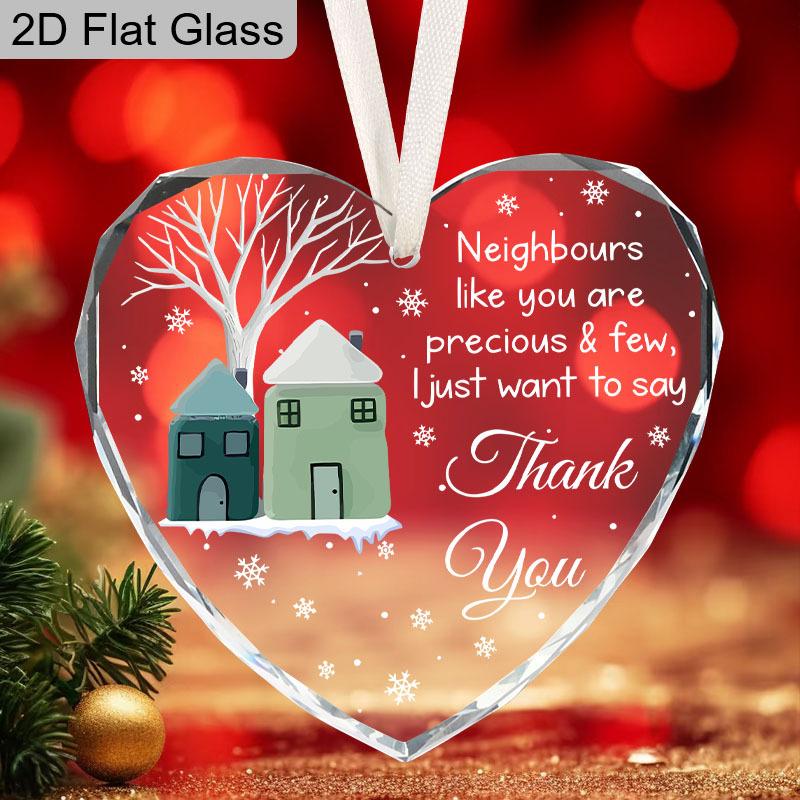 Glass Heart - Shaped Neighbour Ornament, House Design Hanging Keepsake, Ideal Gift for Neighbors, Home Decor,gift for Neighbour Appreciation