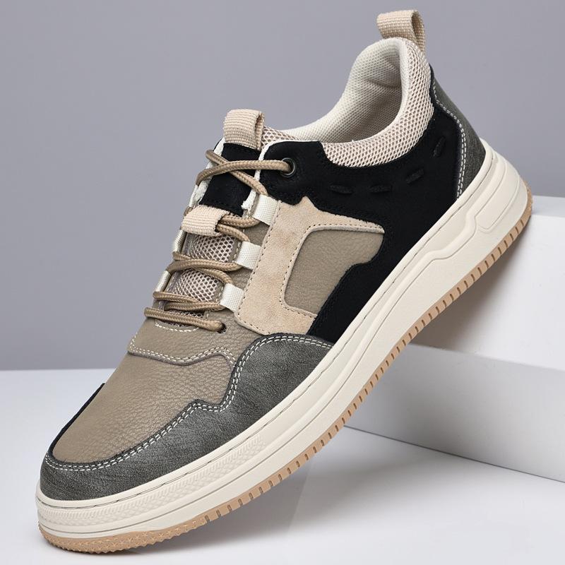 Men's shoes 2025 summer new men's low-top casual board shoes retro fashion British breathable outdoor high-end leather shoes