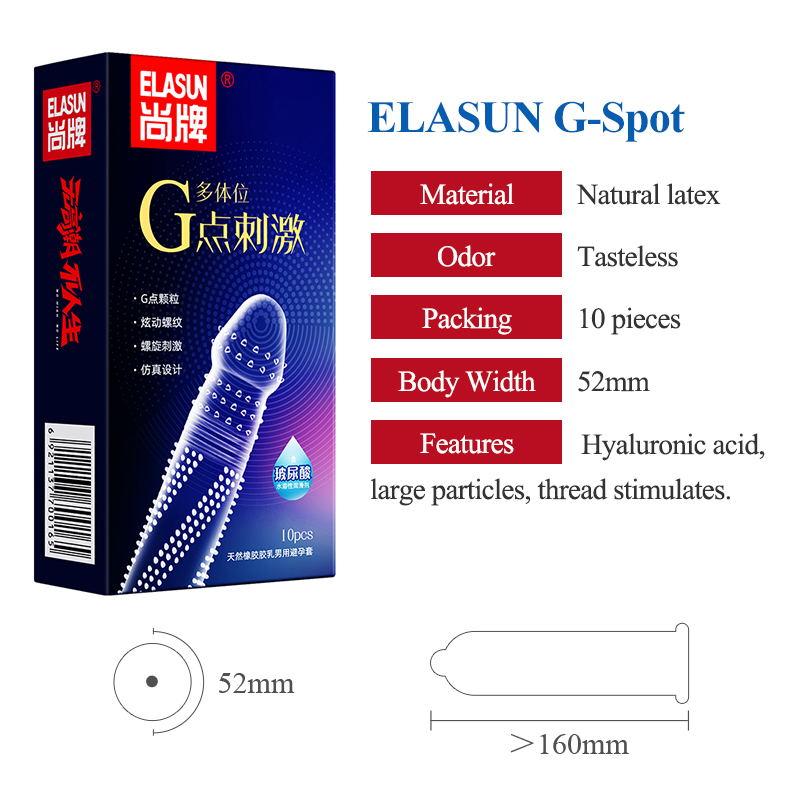ELASUN Condoms G Spot Stimulate Ultra Thin Hyaluronic Acid Lubricant Penis Sleeve Sex Toys