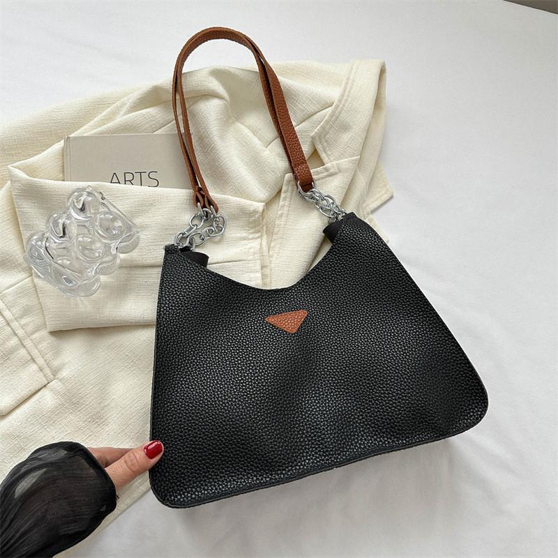 Fashionable Womens Medium Pu Tote Bag Elegant Underarm Handbag With Magnetic Closure For Daily Wear чёрный