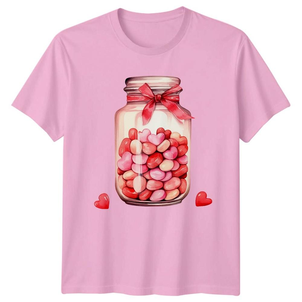 Hearts In Jar Valentines Day Unisexs TShirt Unisexs Tee Graphic Unisex Top
