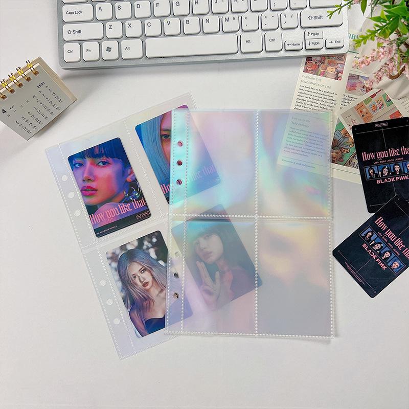 A5 A6 10Pcs Laser Transparent File Holder Notebook 6 Hole Loose Leaf DIY Document Bag Binder Rings PVC Storage Binding Folder