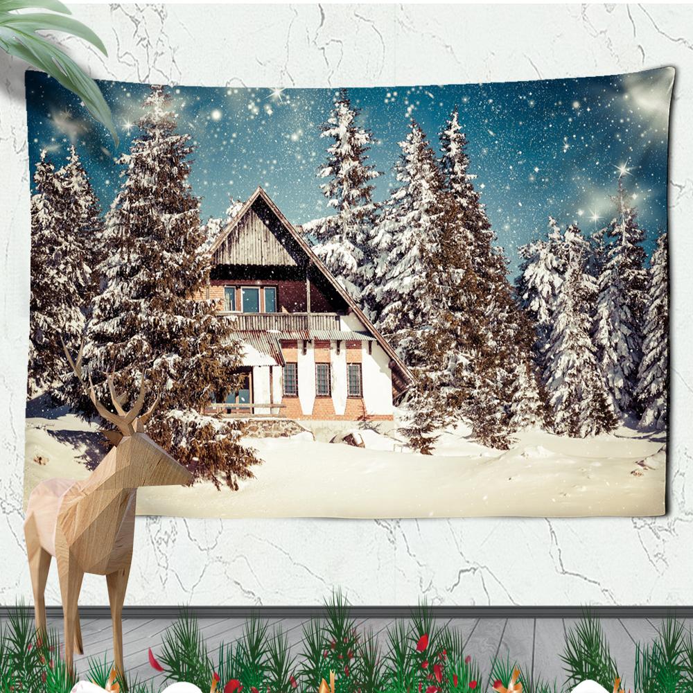 Christmas Wall Hanging Christmas Fireplace Home Wall Christmas Snowman Tapestry Large Size Tapestry
