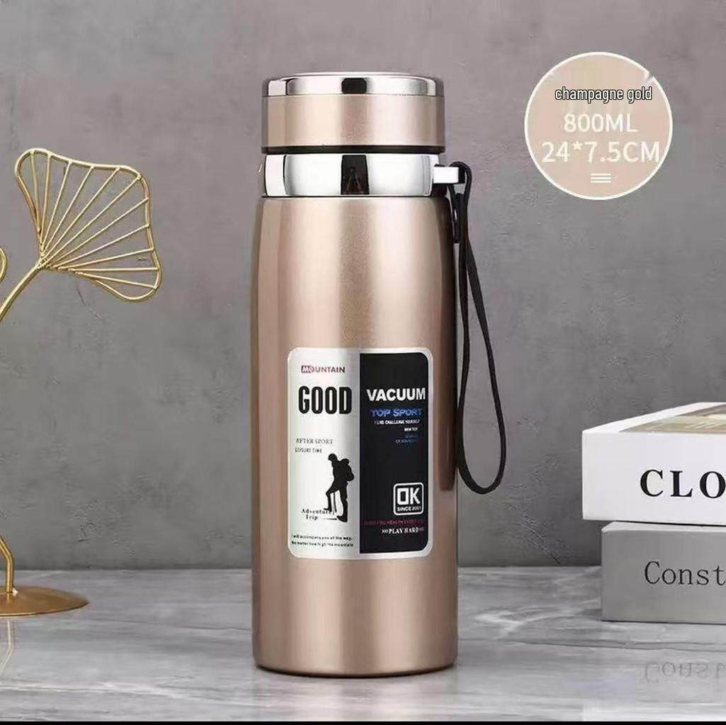 316 Stainless Steel Insulated Car & Travel Water Bottle with Tea Separator - Large Capacity