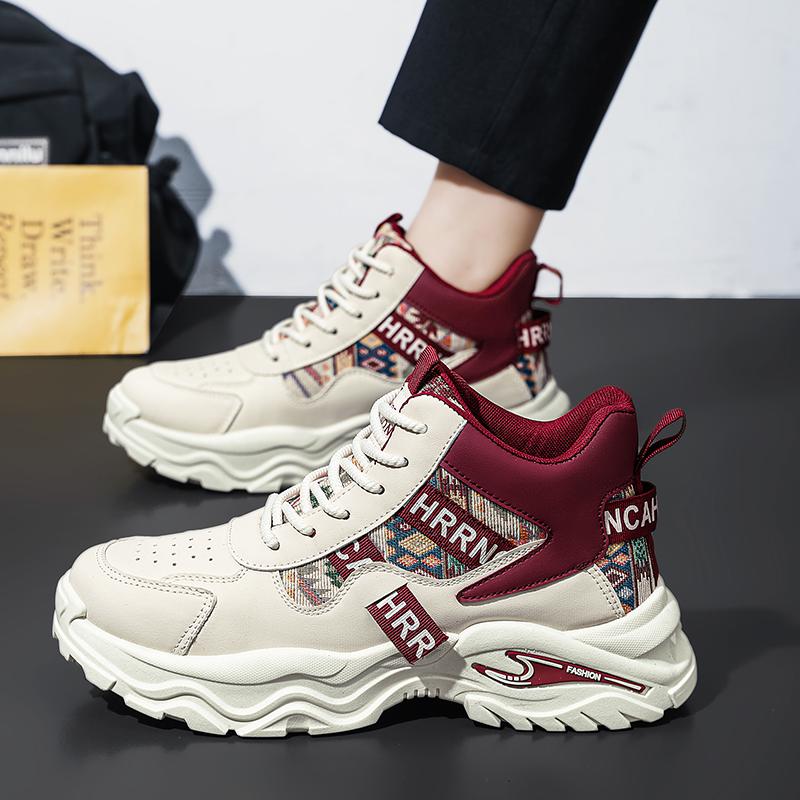 Men Thick Sole High Top Dad Sneakers Chunky Fashion Sport Shoes Sizes 39-44 for Walking Commuting Travel Streetwear