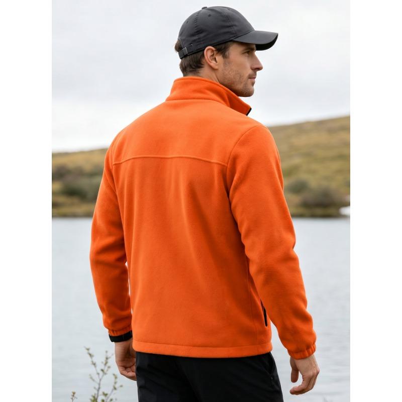Men S Fleece Zip Stand Collar Jacket Outdoor Warm Plus Size