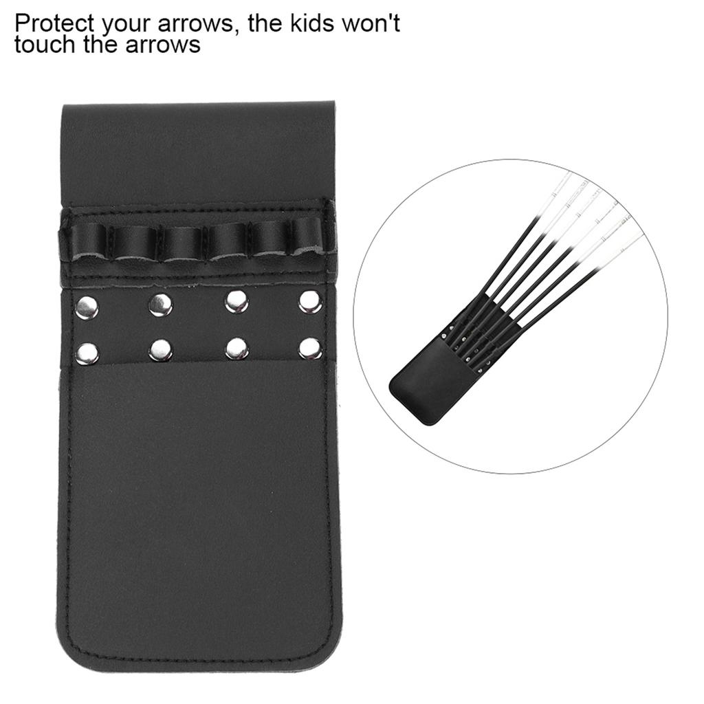 Portable Quiver PU Leather 6pcs Waist Holder Bag Bow Archery Equiptment(Black)