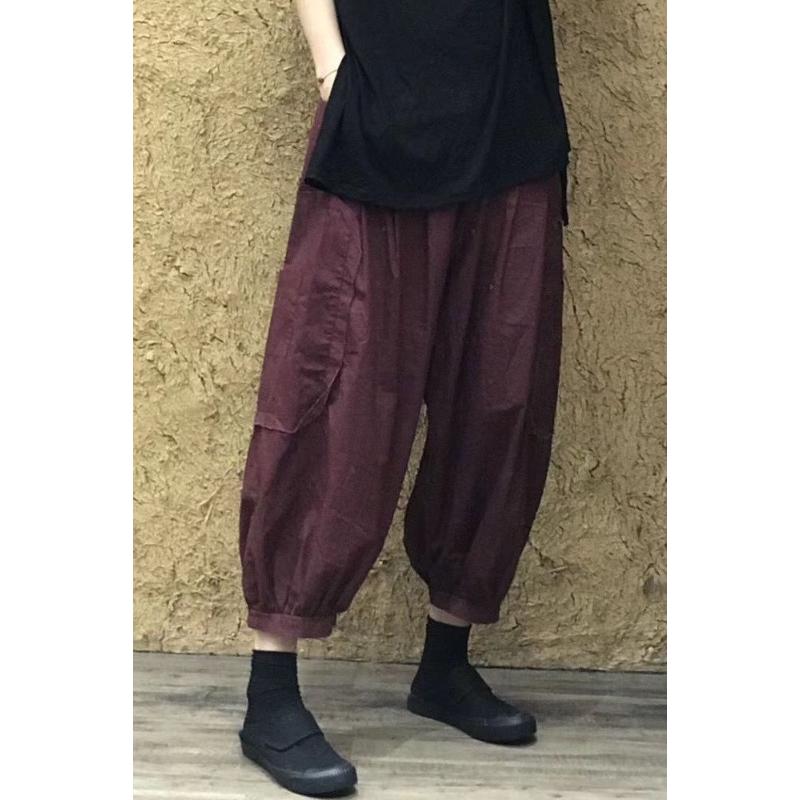 2025 New Harem Women's Spliced Lantern Loose Versatile Fashion Solid Color Nine-Point Wide-Leg Pants