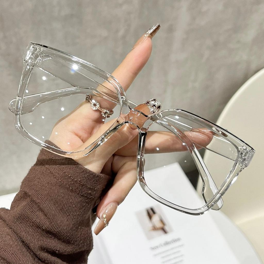 New fashionable generous frame glasses for men, European and American trends, thin and plain artifacts, small flat glasses for women