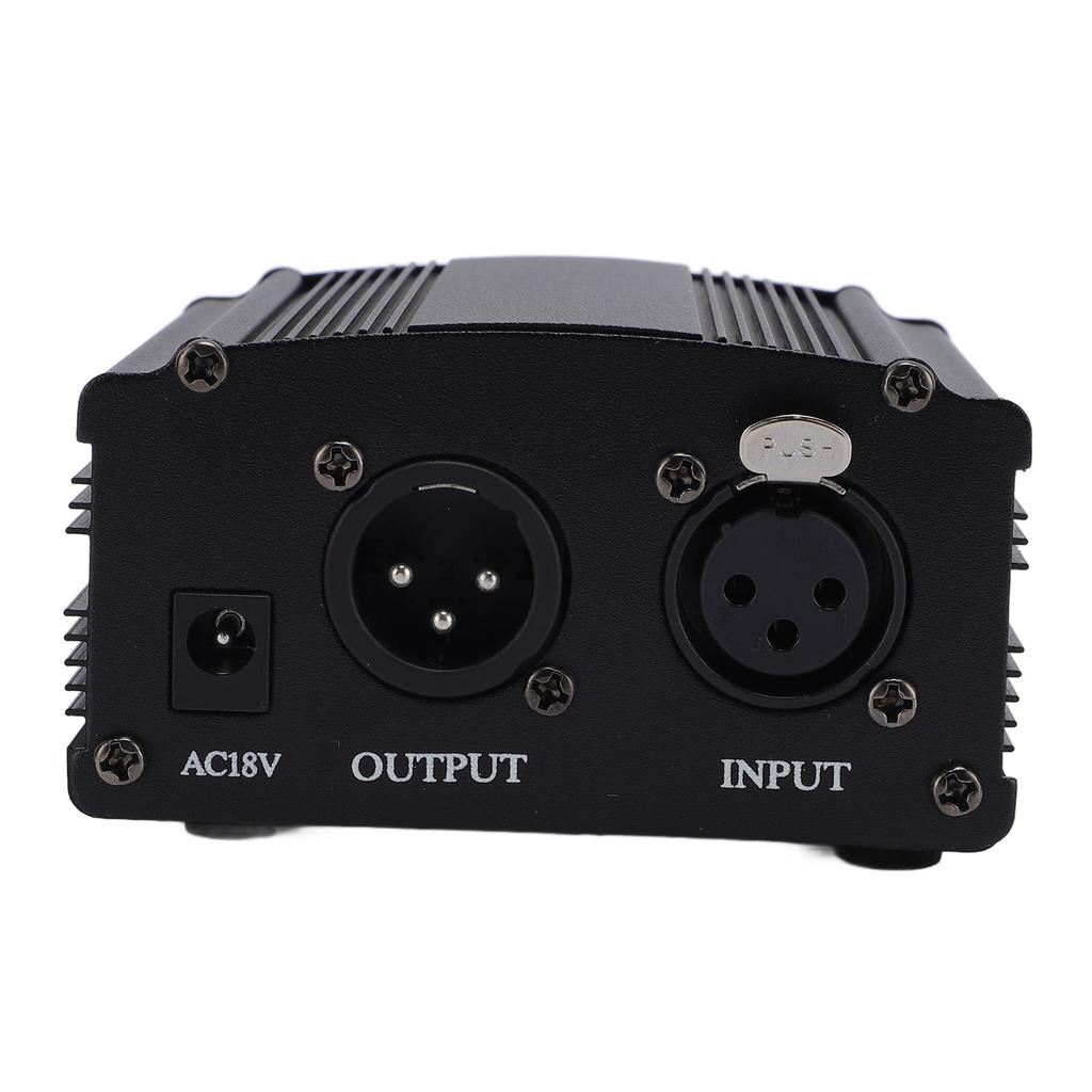 48V Phantom Power Supply with Adapter Aluminum Alloy Condenser Microphone Phantom Power Supply Box