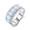 Aesthetic Luxury Wedding Band Female Imitation Opal Stone Finger Ring Delicate Bright Zirconia Accessories for Engagement