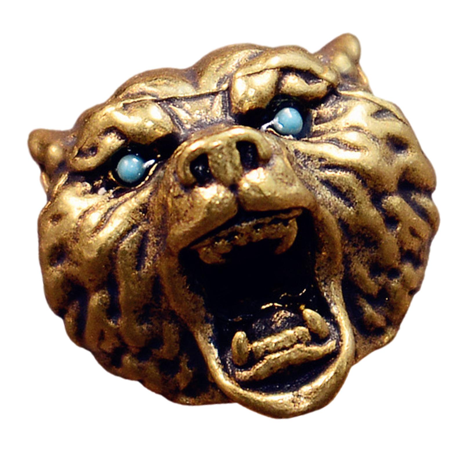 Engraved Leopard Head Beads for Rope Braiding and Cultural Jewelry Design Rope Braiding Gear жёлтый