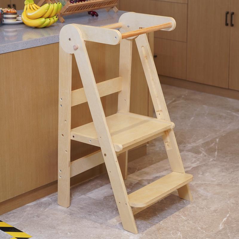 Kids' Montessori Learning Tower: Foldable Anti-Fall Step Stool for Hand Washing & Dining