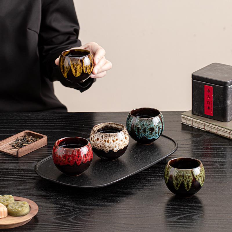 Kiln Change Jianzhan Kung Fu Tea Set Tea Cup Gift Box Set Ceramic Five Elements Cup Household Tea Bowl Tea Cup Master Cup Gift