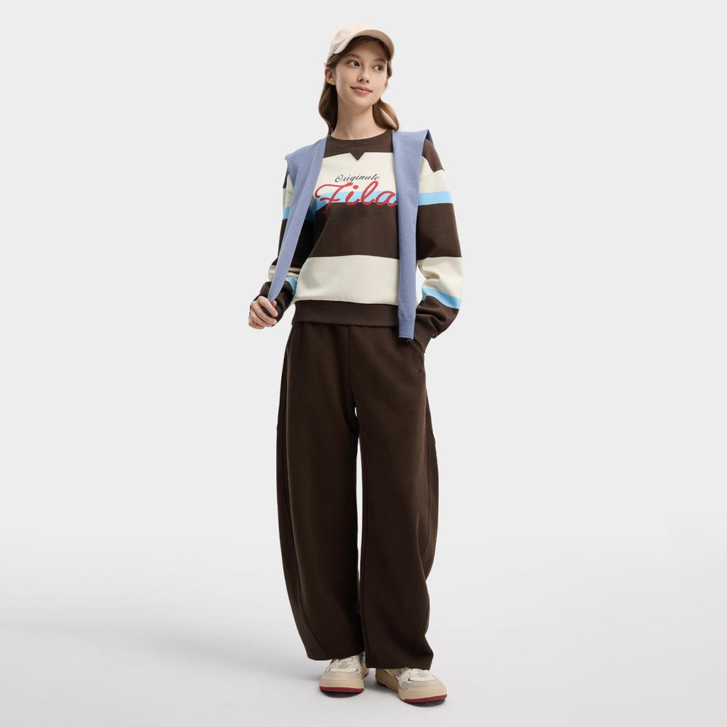 Fila Original Simple Fashion Retro Sports Casual Trendy Striped Comfortable Versatile Round Neck Pullover Sweatshirt Women Sweatshirt F11W619206FDB