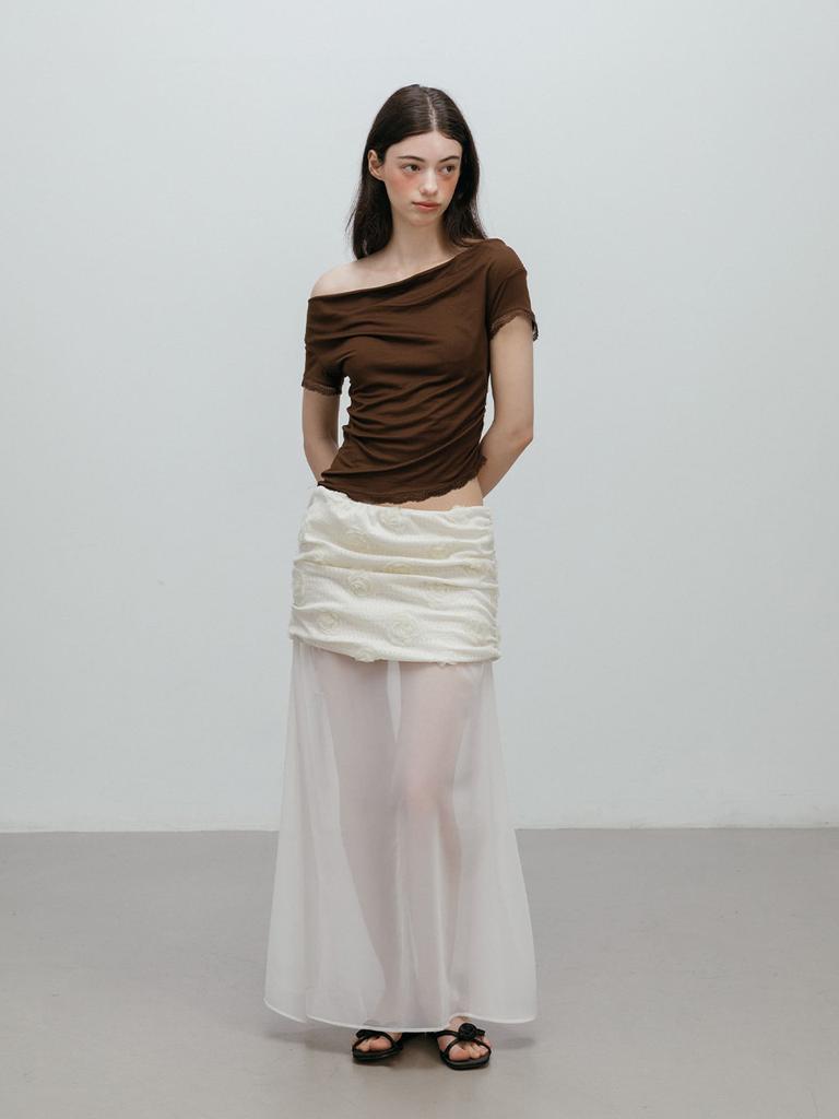 MOIFAIRE Layered See-Through Skirt / Ivory