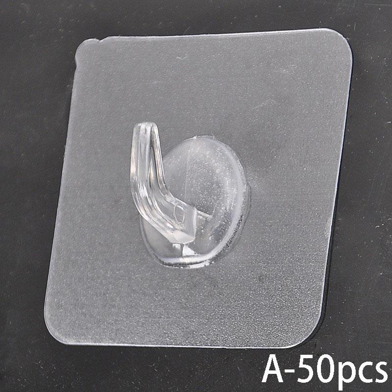 5-50PCS Wall Hooks Transparent Strong Self Adhesive Key Towel Door Wall Hanger Hanging Kitchen Bathroom Accessories Hooks