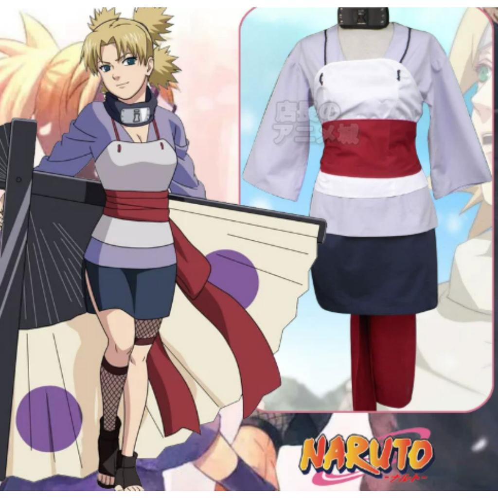 Uniforme Cosplay di Temari di Naruto Shippuden, Costume Completo da Kunoichi del Villaggio della Sabbia per Festa Anime