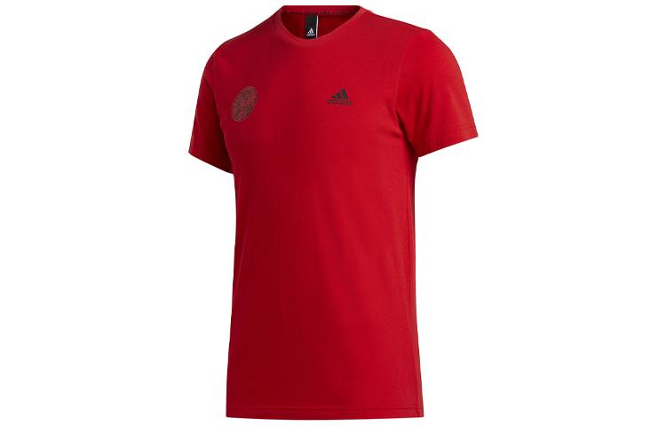Adidas T Shirts Men's Light Scarlet Crew Neck Moderate Straight Fit FU6220