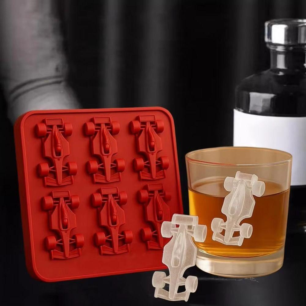 Unique 6-Cavity Racing Car Ice Mold Silicone Food-Grade Ice Ball Mold Easy Release Popsicle Molds for Home Bar Use