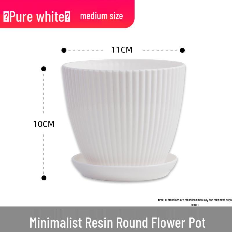 Small Vertical Stripe Resin Succulent Pot - Echeveria Non-Ceramic Planter for Home or Balcony