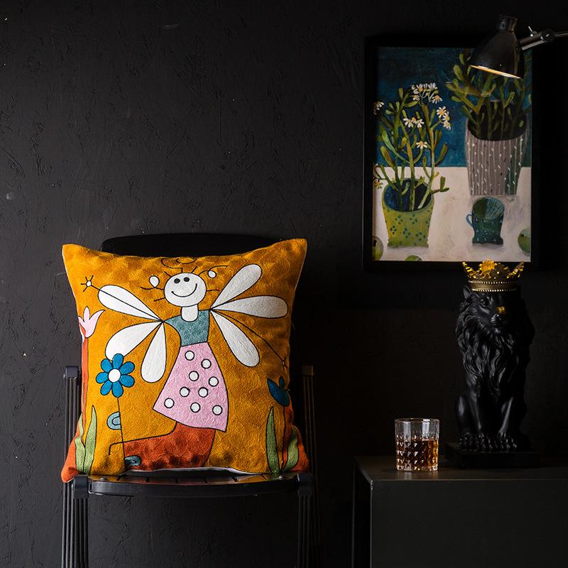 Christmas Picasso European and American Style Abstract Cushion Cover Living Room Sofa Embroidered Cushion Bedside Pillow Cover