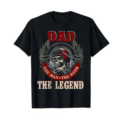 Dad The Unisex Myth Happy Fathers Day Skull Biker Lover T Shirt Vintage Designer Clothes Comfortable Streetwear Stretched