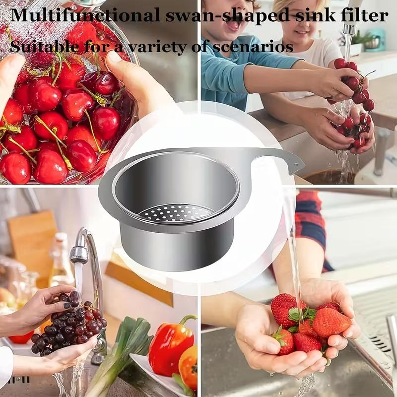 1-10PCS Swan Sink Filter Basket Stainless Steel Hanging Strainer for Kitchen Waste Disposal Faucet Drainage Basket