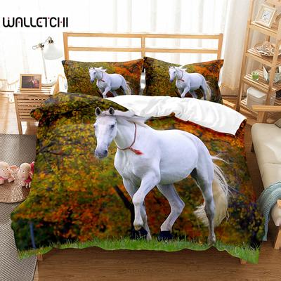 Häst Påslakanset King Full Size Vilda Djur Mönster Polyester Täcke Överdrag För Barn Tonåringar Vuxna Sängkläder Set Quiltöverdrag