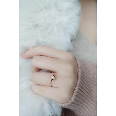Korean Style Fashionable Sun Flower Closed Mouth Ring Ladies Small Fresh Chrysanthemum Ring