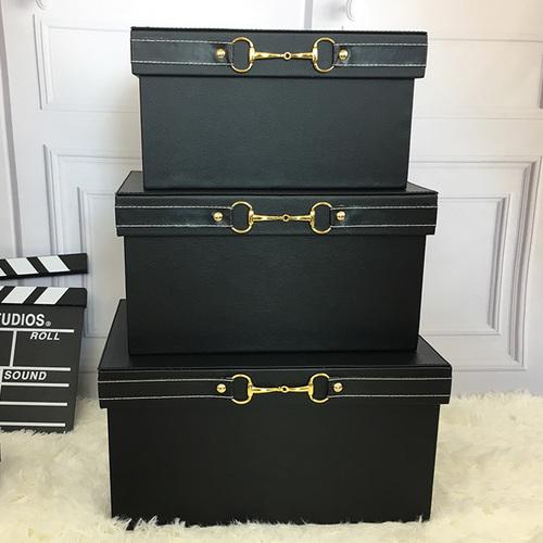 Luxury  Pu Leather Orange Storage Bins Colorful Storage Box  Organizer Containers Baskets with Cover Handles