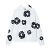 Completo Felpa con Cappuccio e Jogger Unisex Oversize con Stampa Floreale Fodera Calda in Pile Streetwear Invernale