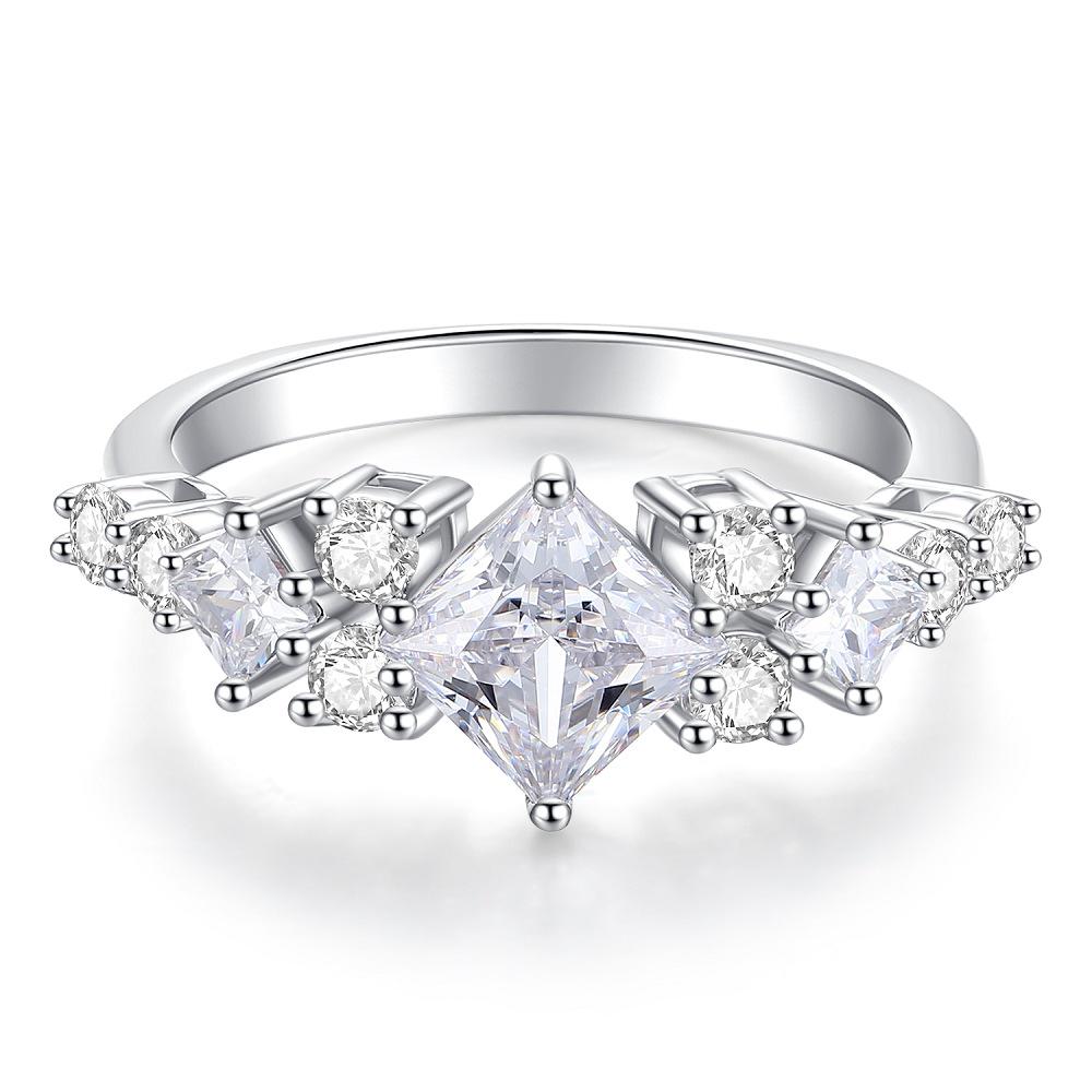 

Кольцо из стерлингового серебра 925 пробы с муассанитом огранки «принцесса» для женщин, 6X6, цвет D белый. Size 8