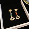 Zircon irregular fan earrings fashion simple stud earrings light luxury high-end earrings