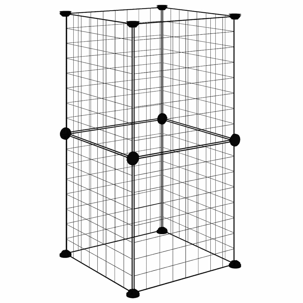 8 Piece Pet Cage Black 35 X 35 Cm Steel