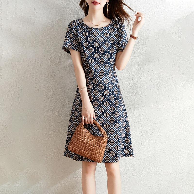 

Платье Женское Летнее Ретро Белье Принт Талия Приталенное Темперамент Мягкий Пеплум Длинная Юбка XXL синий