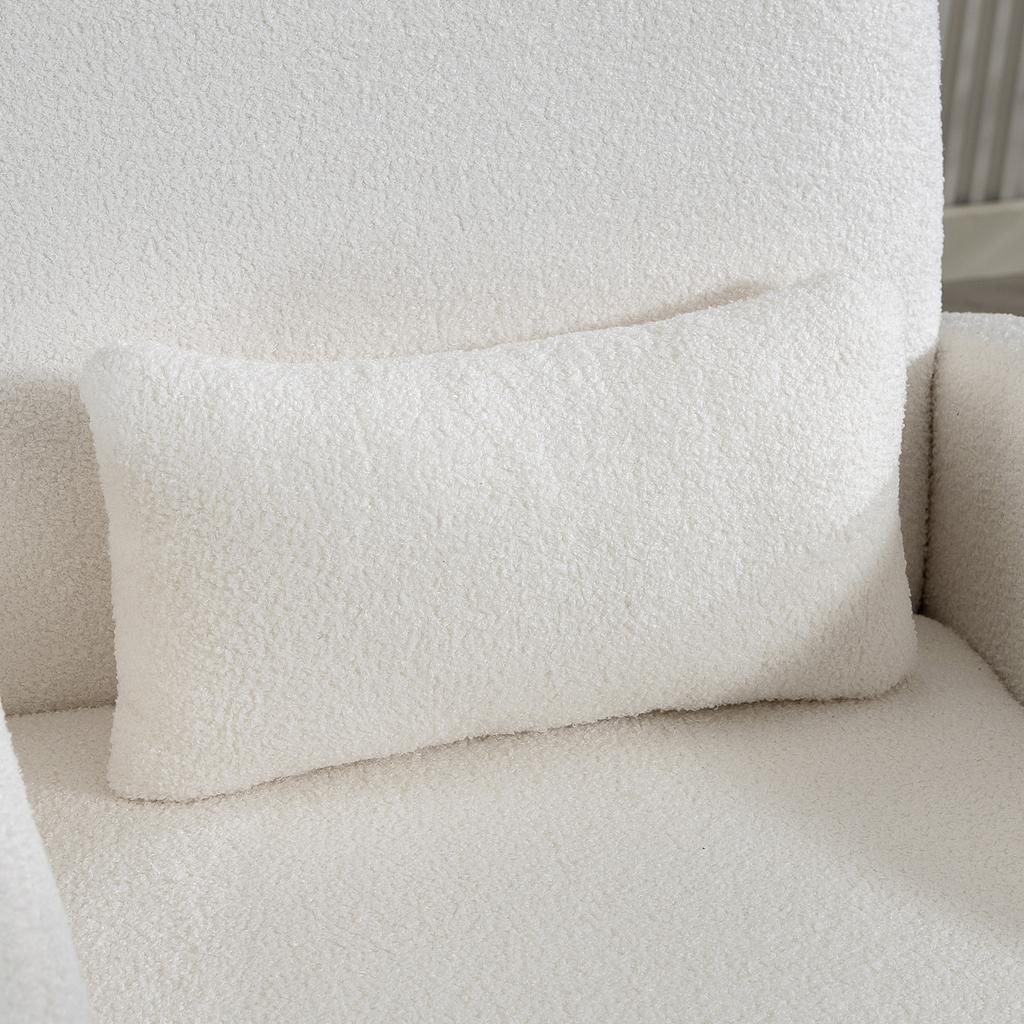 Modern Armchair With Hidden Storage Space And Cushion Teddy Fleece Upholstery 76x77x95 Cm Cream