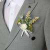 Artificial Wedding Corsage And Boutonniere Set Silk Flower Wrist Corsage And Lapel Pin for Bridal Party Business Opening Ceremony Guest Flower