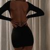 European and American Style Women's Clothing Summer New Deep V Tube Top Long Sleeve Slim Wrinkle Fashion Dress Manufacturers Wholesale