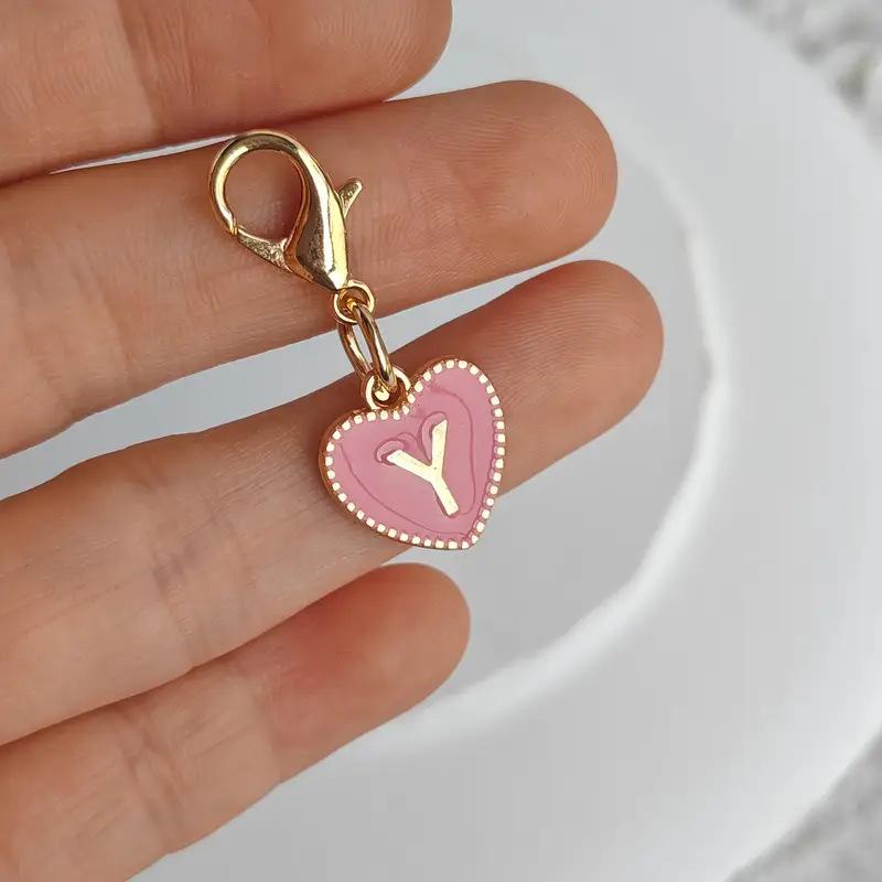 Cute Alphabet 26 Letters Heart Keychain For Bags Earphone Charm Pendants Accessories Gifts With Lobster Buckle
