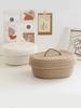 Panier de rangement de bureau tissé à la main avec couvercle Organisateur pour télécommande Cosmétiques Articles divers Boîte