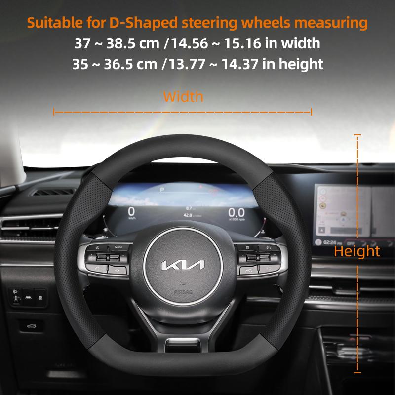 BTNPY1 Suitable for Kia Breathable Leather Matte Carbon Fiber Texture Steering Wheel Cover Suitable for Ceed Jd Picanto Sportage 3 2019 Ev3 Rio 4