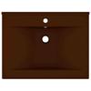Luxury Wash Basin with Faucet Hole Matte Dark Brown 60 X 46 Cm Ceramic