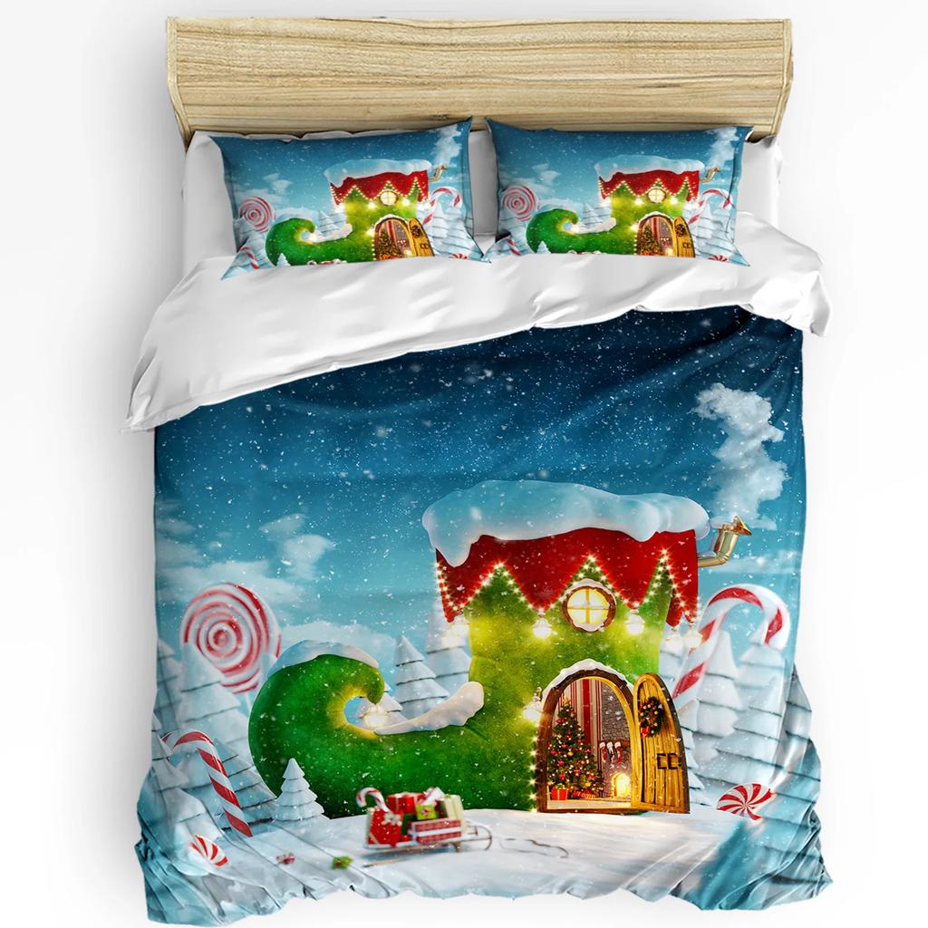Christmas Snowflake Bird Gift Duvet Cover Bed Bedding Set Home Textile Quilt Cover Pillowcases Bedroom Bedding Set No Sheet