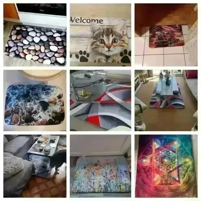 Christmas Door Mat Washable Outdoor Indoor Entrance Carpet Rug Home Decoration Floor Mat for Front Door Hallway Bathroom